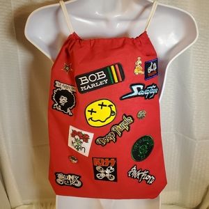 Rock&Roll backpack drawstring concert bag red